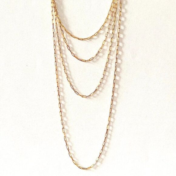 14k Solid Gold paperclip necklace | 1.5 mm paperclip chain | 16 inches long | - Picture 6 of 10